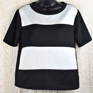 Color Block Black & White Career Top